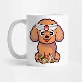 Funny brown dog is a sushi chef Mug